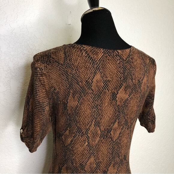 WHBM brown and black snakeskin python knit sweater top size Small - Picture 9 of 14
